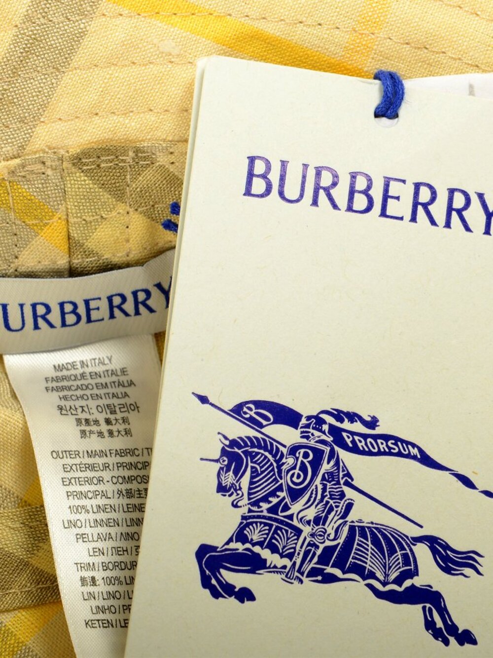 Burberry "Classic Bucket" 100% Linen Check Print Bucket Hat Size L - Picture 6 of 6